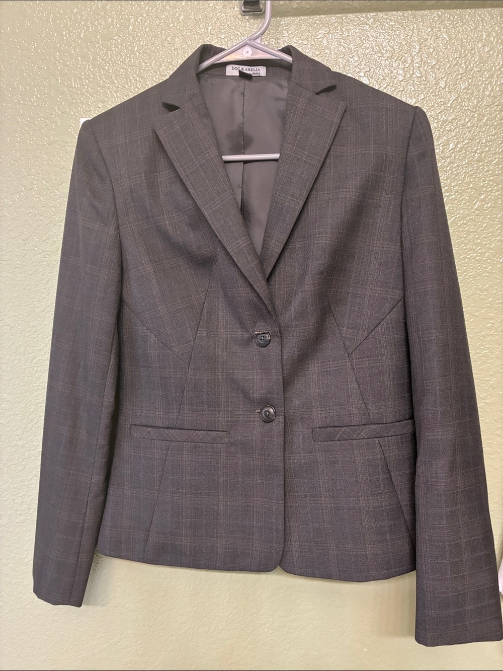 Donna Ricco Charcoal Plaid Two-Button Women's Blazer